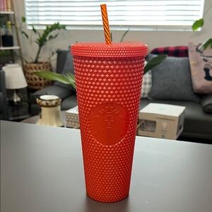 Starbucks Vibrant Orange Studded Tumbler with Straw
